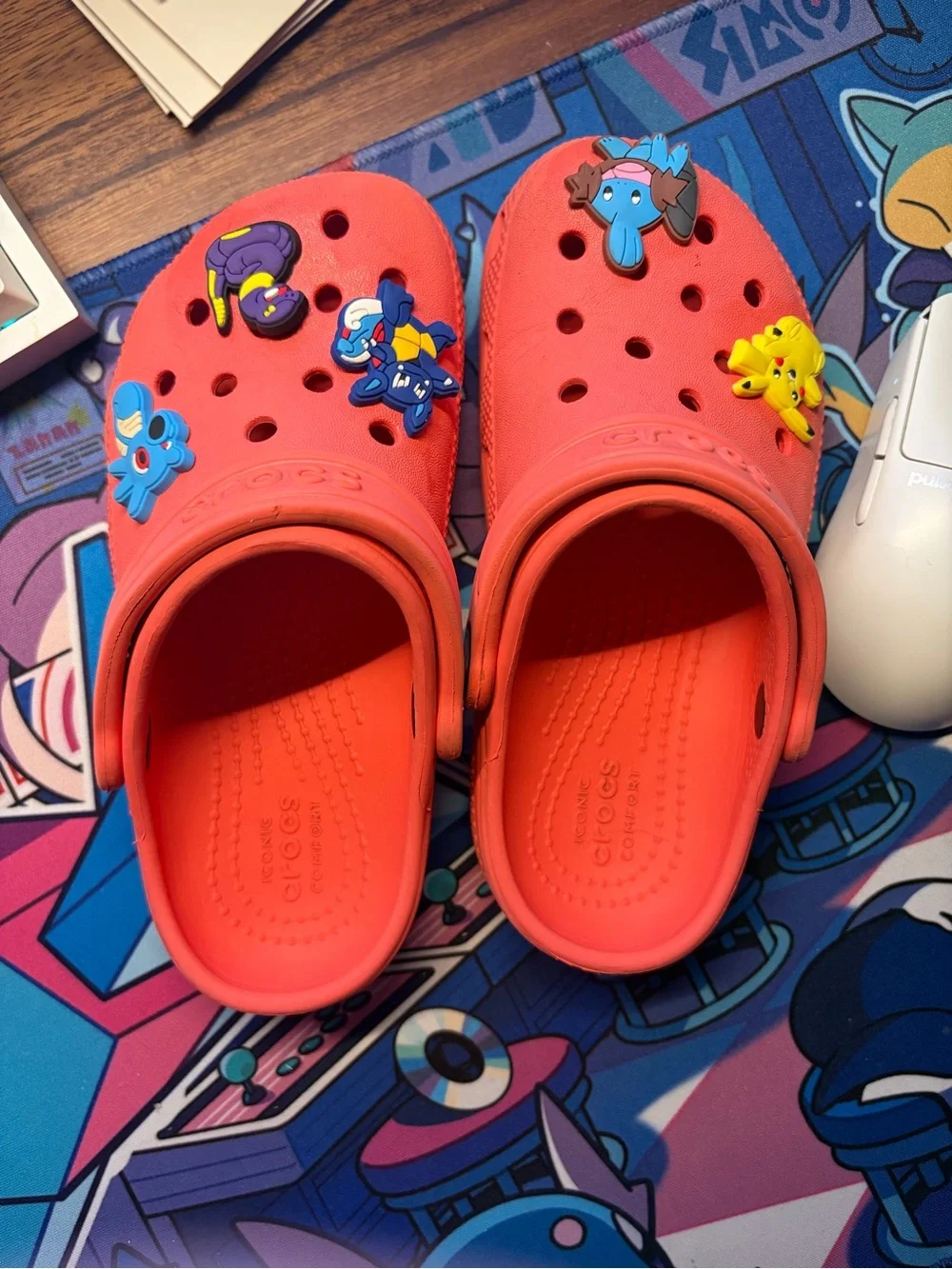 CROCS Kids Clogs in Bright Coral with Pokémon Charms